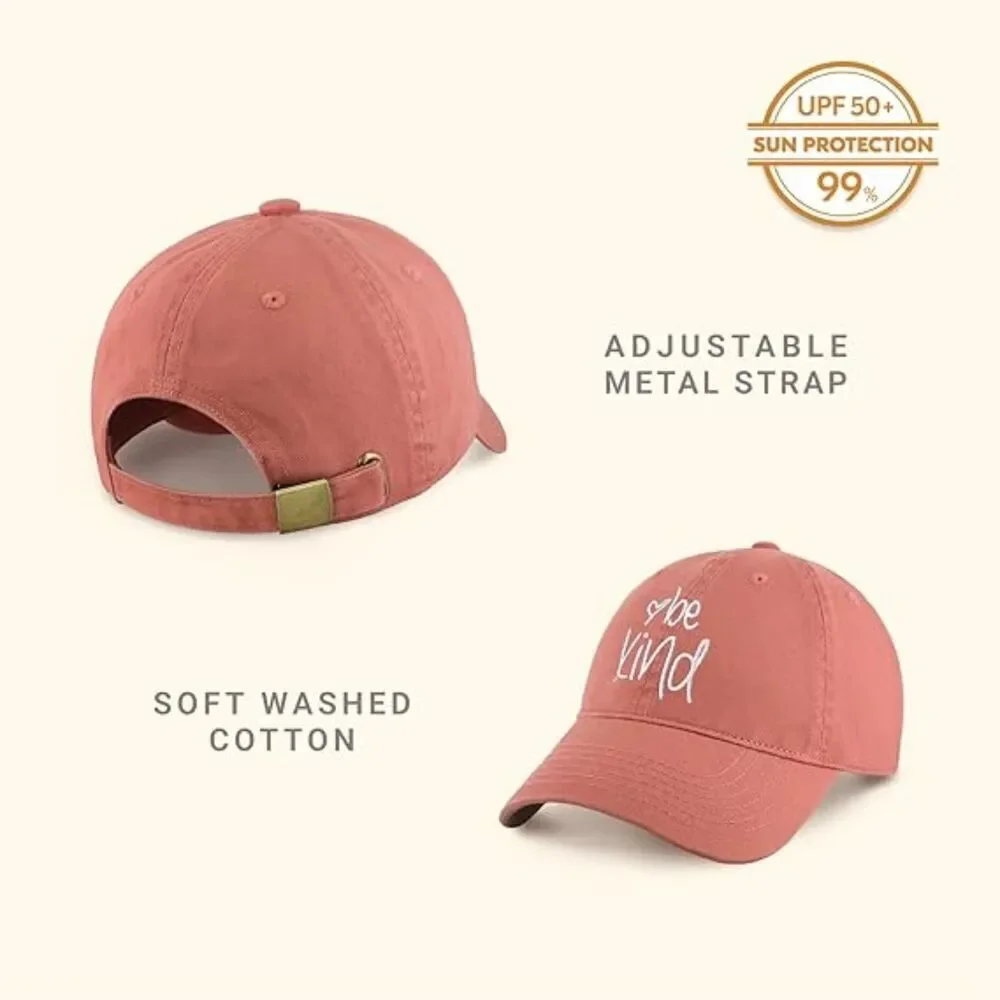 Unisex Rusty Rose 100% Cotton Be Kind Embroidered Adjustable Size Baseball Cap